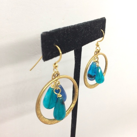 3/$30 UPCYCLED HANDMADE EARRING BRASS HOOP PLASTIC VINTAGE GOLD BOHO VERMEIL - Picture 8 of 15
